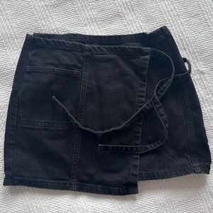 BDG Black Denim Wrap Mini Skirt